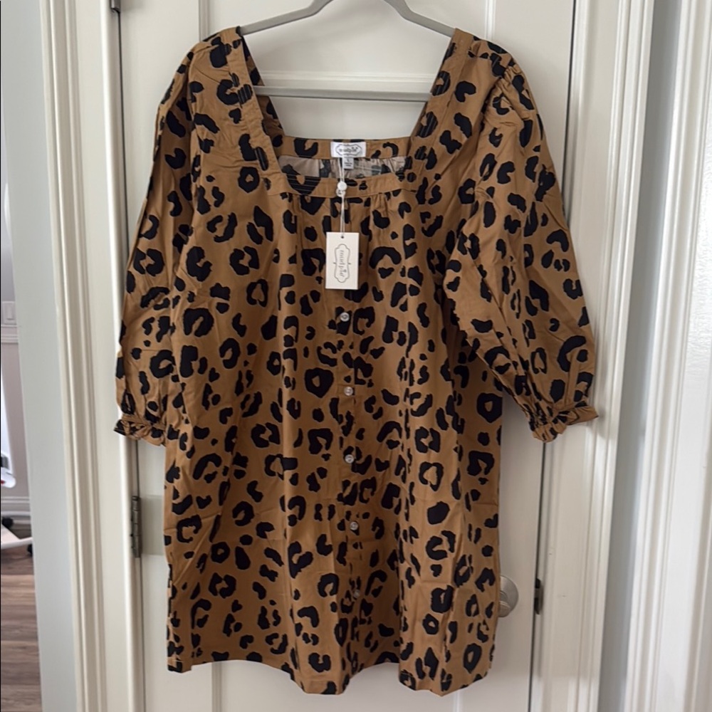 Mud Pie Tan and Brown Swing Mini Dress